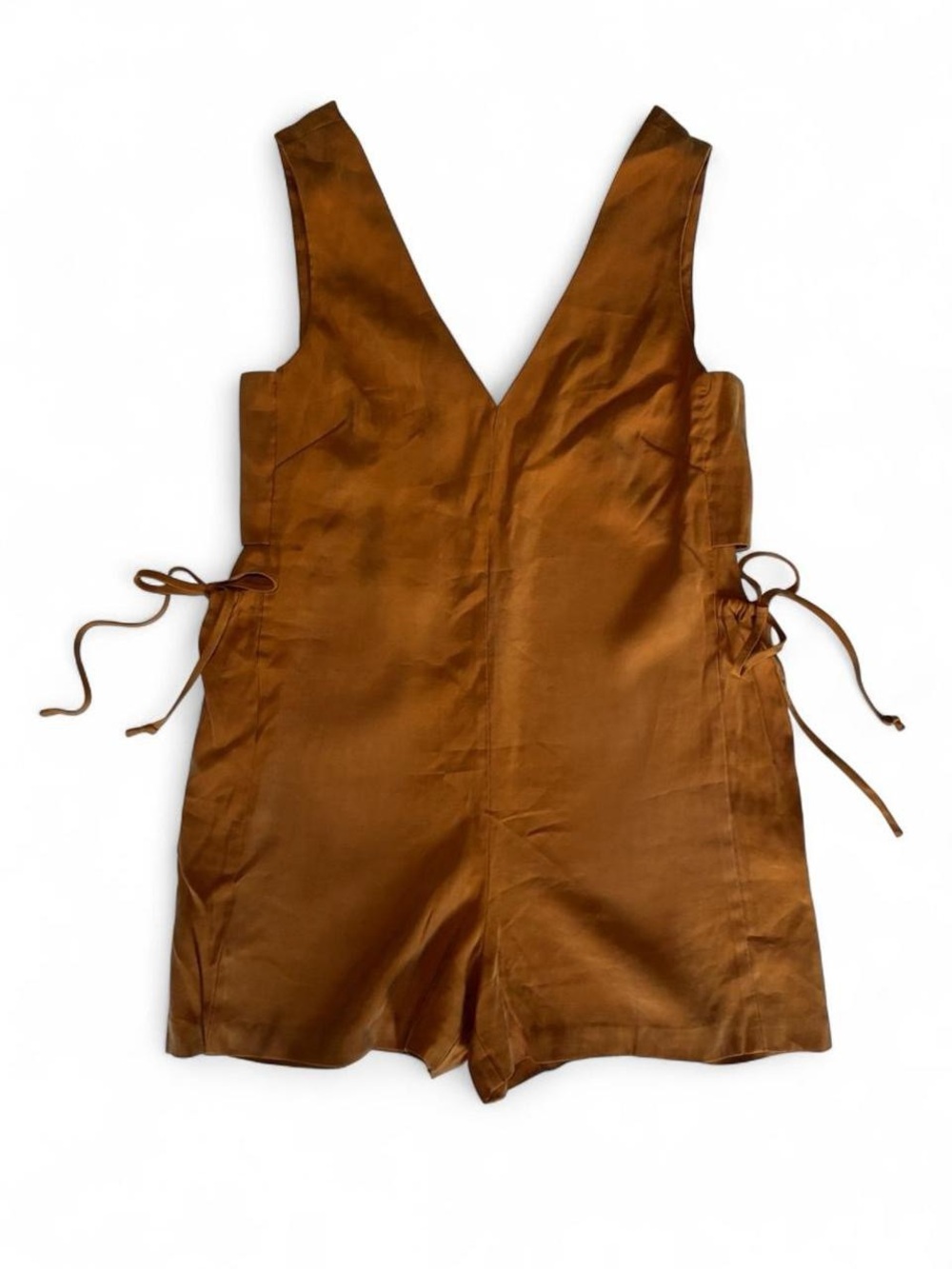 Sleeveless V-Neck Romper in Rich Copper